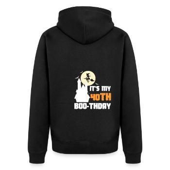 It´s My 40th Boo-Thday Shirt Halloween - Unisex Premium Bio Zip Hoodie - Schwarz - Hinten - Nico (187cm)