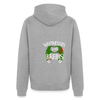 Waitresses Love Brains Shirt - Unisex Premium Bio Zip Hoodie - Grau meliert - Hinten - Nico (187cm)