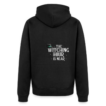 The Witching Hour Is Near Shirt Witch Halloween - Unisex Premium Organic Zip Hoodie - black - Back - Nico (187cm)
