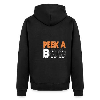 Peek A Boo Shirt Geist Gespenst Shirt Halloween - Unisex Premium Bio Zip Hoodie - Schwarz - Hinten - Nico (187cm)