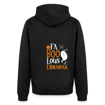 FaBOOlous Librarian Bibliothekarin Shirt - Unisex Premium Bio Zip Hoodie - Schwarz - Hinten - Nico (187cm)