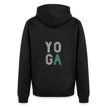 Yoga Yogi Yogini Namaste Mantra - lieben - vintage - Unisex Premium Bio Zip Hoodie - Schwarz - Hinten - Nico (187cm)