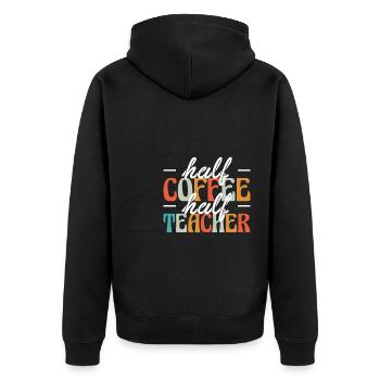 Demi-café Moitié cadeau de chemise d’enseignant - Veste à capuche bio Premium Unisexe - noir - Dos - Nico (187cm)