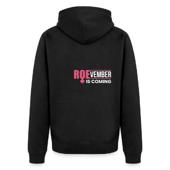 Roevember arrive Féminisme Cadeau de chemise - Veste à capuche bio Premium Unisexe - noir - Dos - Nico (187cm)