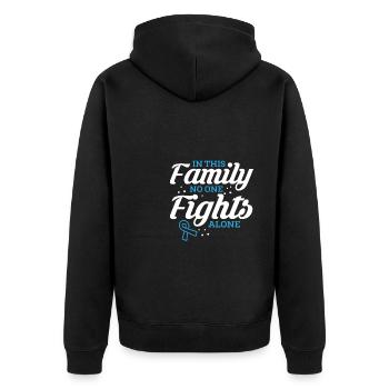 Dans cette famille, personne ne se bat seul Chemise - Veste à capuche bio Premium Unisexe - noir - Dos - Nico (187cm)