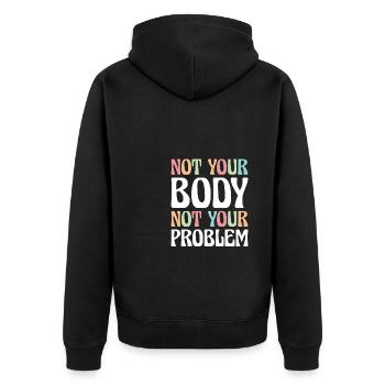 Pas votre corps pas votre problème Chemise Roevember - Veste à capuche bio Premium Unisexe - noir - Dos - Nico (187cm)