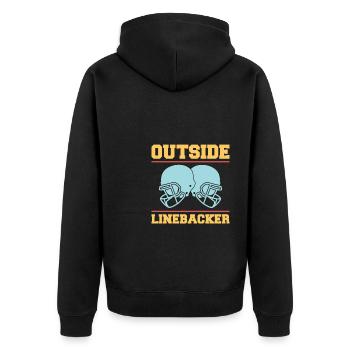 Outside Linebacker Shirt Geschenk - Unisex Premium Bio Zip Hoodie - Schwarz - Hinten - Nico (187cm)