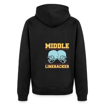 Middle Linebacker Shirt Geschenk - Unisex Premium Bio Zip Hoodie - Schwarz - Hinten - Nico (187cm)