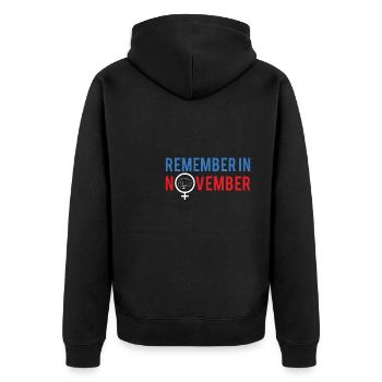 Remember In November Shirt Gift - Unisex Premium Organic Zip Hoodie - black - Back - Nico (187cm)