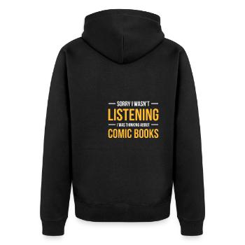 Comic Book Lover Shirt Gift - Unisex Premium Organic Zip Hoodie - black - Back - Nico (187cm)
