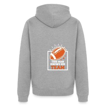 This Man Knows His Team Shirt Football Gift - Unisex Premium Organic Zip Hoodie - heather grey - Back - Nico (187cm)