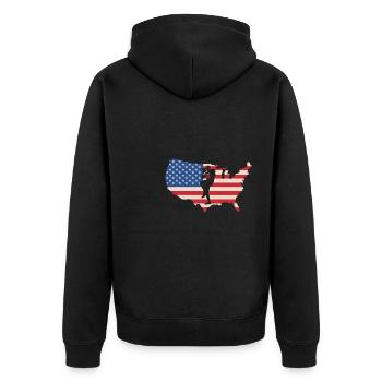 USA Flag America Flag Quarterback Shirt - Unisex Premium Organic Zip Hoodie - black - Back - Nico (187cm)