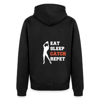 Eat Sleep Catch Repeat Football Wild Receiver - Unisex Premium Bio Zip Hoodie - Schwarz - Hinten - Nico (187cm)