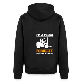 In the A Proud Forklift Operator Shirt Gift - Unisex Premium Organic Zip Hoodie - black - Back - Nico (187cm)