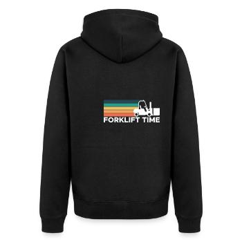 Forklift Time Shirt Vintage Retro - Unisex Premium Bio Zip Hoodie - Schwarz - Hinten - Nico (187cm)