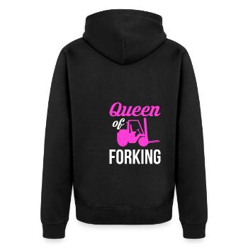 Queen Of Forking Shirt Gift Forklift - Unisex Premium Organic Zip Hoodie - black - Back - Nico (187cm)