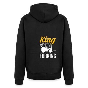 King Of Forking Shirt Gift Forklift - Unisex Premium Organic Zip Hoodie - black - Back - Nico (187cm)