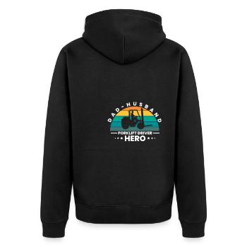 Dad Husband Forklift Driver Hero Shirt Gift - Unisex Premium Organic Zip Hoodie - black - Back - Nico (187cm)