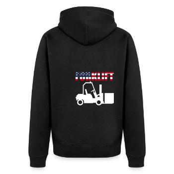 USA Flag America Flag Forklift - Unisex Premium Organic Zip Hoodie - black - Back - Nico (187cm)