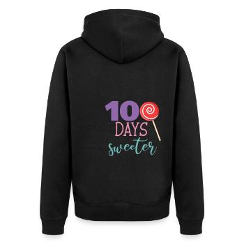 100 Days Sweeter Shirt Gift - Unisex Premium Organic Zip Hoodie - black - Back - Nico (187cm)