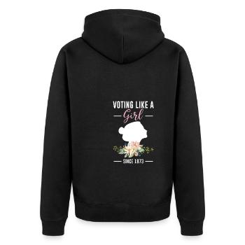 Voter comme une fille depuis 1973 cadeau de chemise - Veste à capuche bio Premium Unisexe - noir - Dos - Nico (187cm)