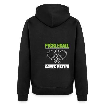 Pickleball Games Matter Shirt Geschenk - Unisex Premium Bio Zip Hoodie - Schwarz - Hinten - Nico (187cm)