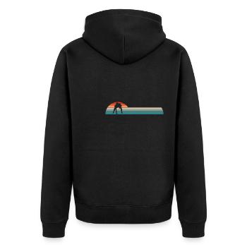 Vintage Retro Lineman Linebacker Football Shirt - Unisex Premium Bio Zip Hoodie - Schwarz - Hinten - Nico (187cm)