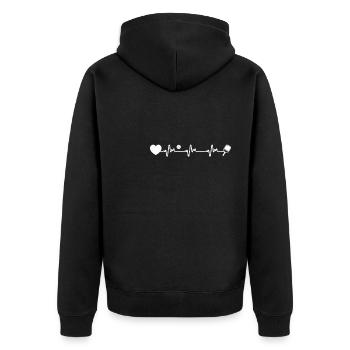 Herzschlag Herzlinie Herzfrequenz Pickleball - Unisex Premium Bio Zip Hoodie - Schwarz - Hinten - Nico (187cm)