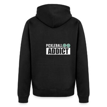 Pickleball Addict Shirt Geschenk - Unisex Premium Bio Zip Hoodie - Schwarz - Hinten - Nico (187cm)
