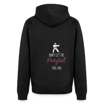 Ne laissez pas la queue de cheval vous tromper Taekwondo - Veste à capuche bio Premium Unisexe - noir - Dos - Nico (187cm)