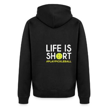 Life Is Short Pickleball Shirt Cadeau - Veste à capuche bio Premium Unisexe - noir - Dos - Nico (187cm)