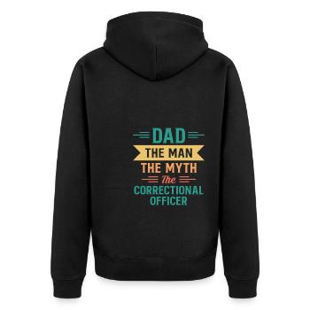 Dad the Man The Myth The Correctional Officer - Unisex Premium Bio Zip Hoodie - Schwarz - Hinten - Nico (187cm)