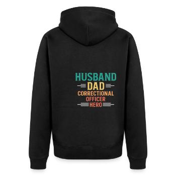 Mari Papa Agent correctionnel Héros - Veste à capuche bio Premium Unisexe - noir - Dos - Nico (187cm)