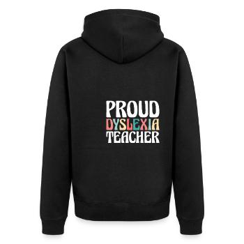 Fier cadeau de chemise d’enseignant dyslexie - Veste à capuche bio Premium Unisexe - noir - Dos - Nico (187cm)