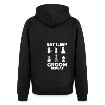 Manger Sommeil Groom Repeat Shirt Chien Coiffeur - Veste à capuche bio Premium Unisexe - noir - Dos - Nico (187cm)