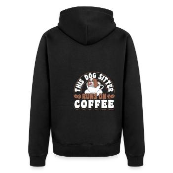 This Dog Sitter Runs On Coffee Shirt Geschenk - Unisex Premium Bio Zip Hoodie - Schwarz - Hinten - Nico (187cm)