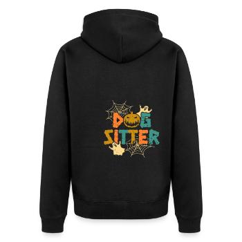 Dog Sitter Halloween Geschenk Shirt - Unisex Premium Bio Zip Hoodie - Schwarz - Hinten - Nico (187cm)