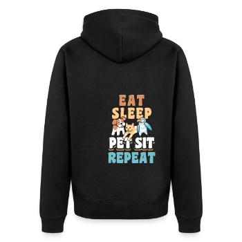 Eat Sleep Pet Sit Repeat Shirt Geschenk - Unisex Premium Bio Zip Hoodie - Schwarz - Hinten - Nico (187cm)