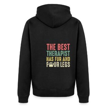 The Best Therapist Has Fur And Four Legs - Unisex Premium Bio Zip Hoodie - Schwarz - Hinten - Nico (187cm)