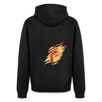 Löwe Shirt Geschenk - Unisex Premium Bio Zip Hoodie - Schwarz - Hinten - Nico (187cm)
