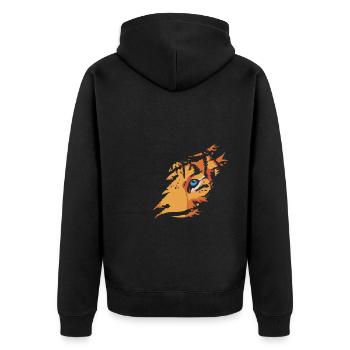Tiger Shirt Geschenk - Unisex Premium Bio Zip Hoodie - Schwarz - Hinten - Nico (187cm)