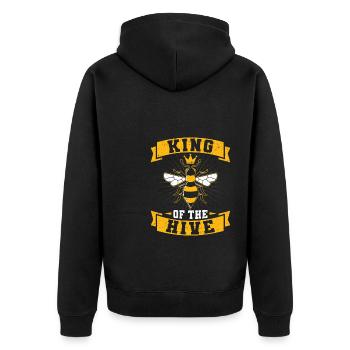 King Of The Hive Beekeeper Partner Look Shirt - Unisex Premium Organic Zip Hoodie - black - Back - Nico (187cm)
