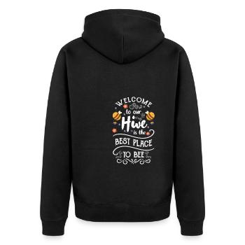 Bienvenue dans notre chemise de ruche cadeau apiculteur - Veste à capuche bio Premium Unisexe - noir - Dos - Nico (187cm)