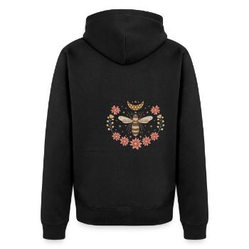 Flowers Bees Shirt Gift Beekeeper - Unisex Premium Organic Zip Hoodie - black - Back - Nico (187cm)