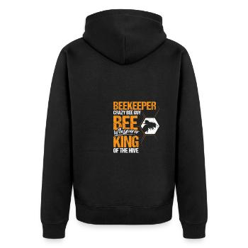Beekeeper Crazy Bee Guy Shirt Gift - Unisex Premium Organic Zip Hoodie - black - Back - Nico (187cm)