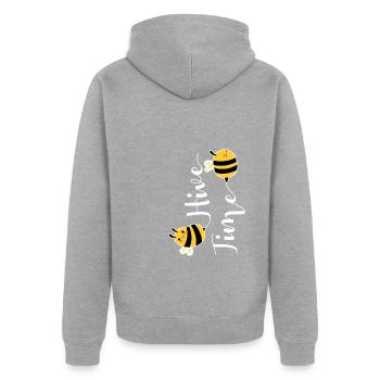 Hive Time Shirt Geschenk Imker Geschenk - Unisex Premium Bio Zip Hoodie - Grau meliert - Hinten - Nico (187cm)