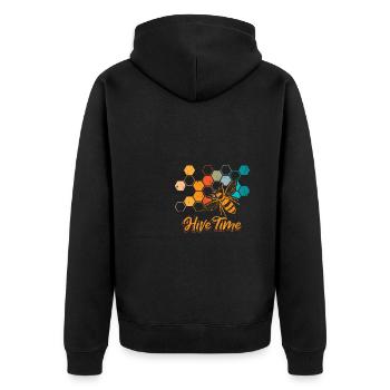Hive Time Shirt Geschenk Imker Geschenk - Unisex Premium Bio Zip Hoodie - Schwarz - Hinten - Nico (187cm)
