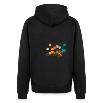 Vintage Retro Biene Imker Shirt Geschenk - Unisex Premium Bio Zip Hoodie - Schwarz - Hinten - Nico (187cm)