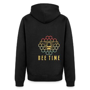 Bee Time Vintage Retro Imker Shirt Geschenk - Unisex Premium Bio Zip Hoodie - Schwarz - Hinten - Nico (187cm)
