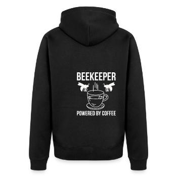 Beekeeper Powered By Coffee - Unisex Premium Bio Zip Hoodie - Schwarz - Hinten - Nico (187cm)